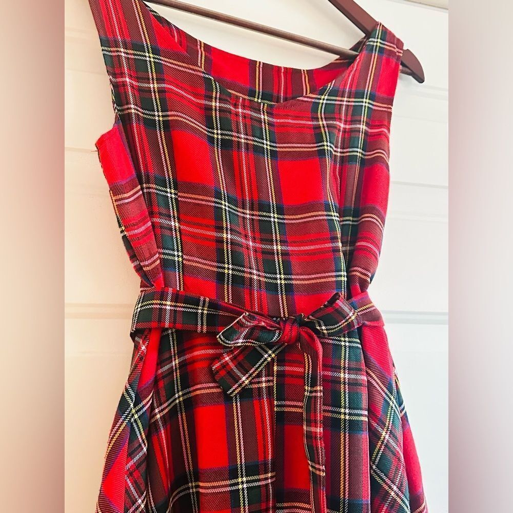Vintage red plaid sleeveless midi dress size large - Picture 4 of 5